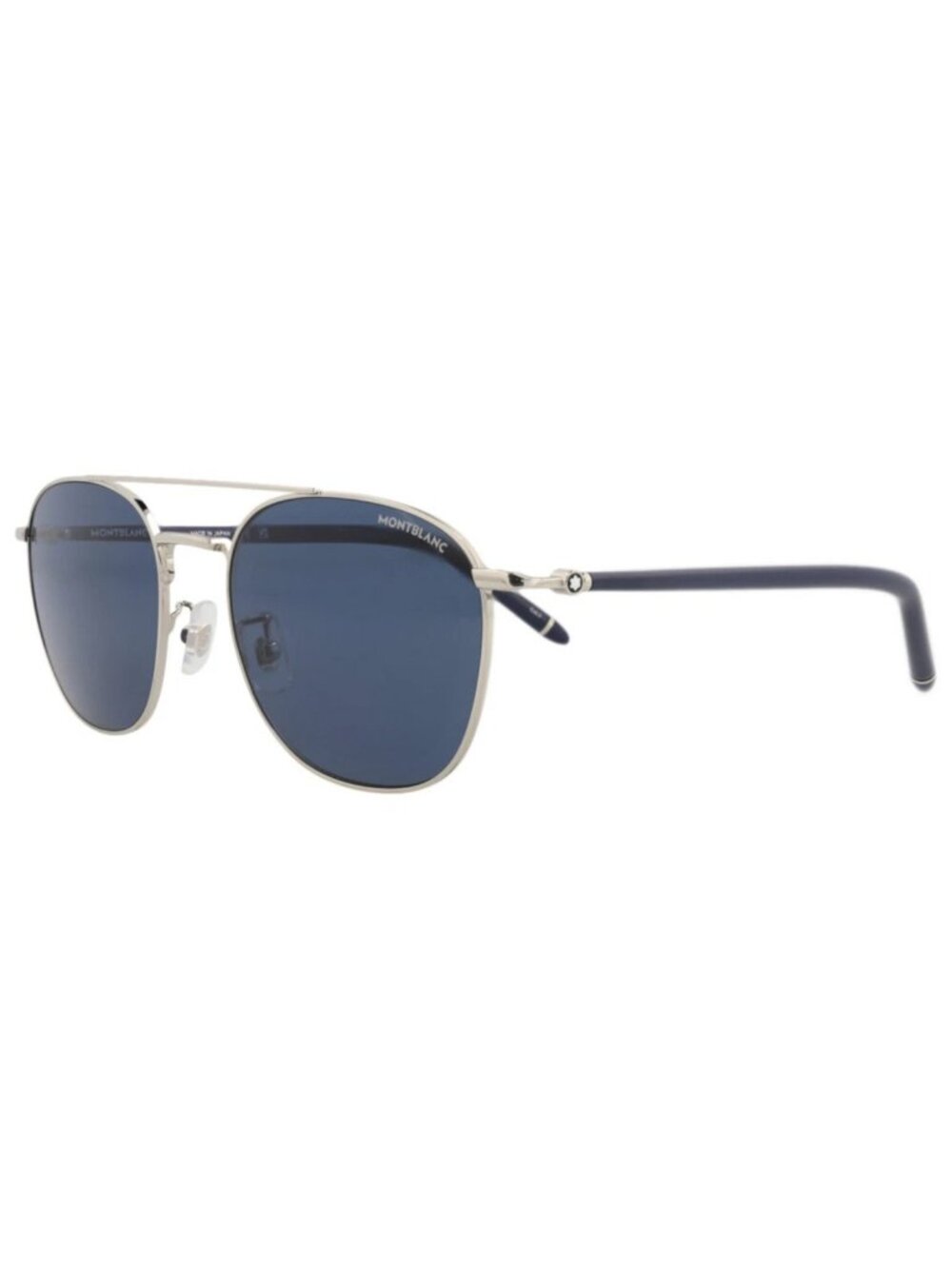 New Montblanc Women's Sunglasses Aviator Metal Frame Mens Silver Blue Blue